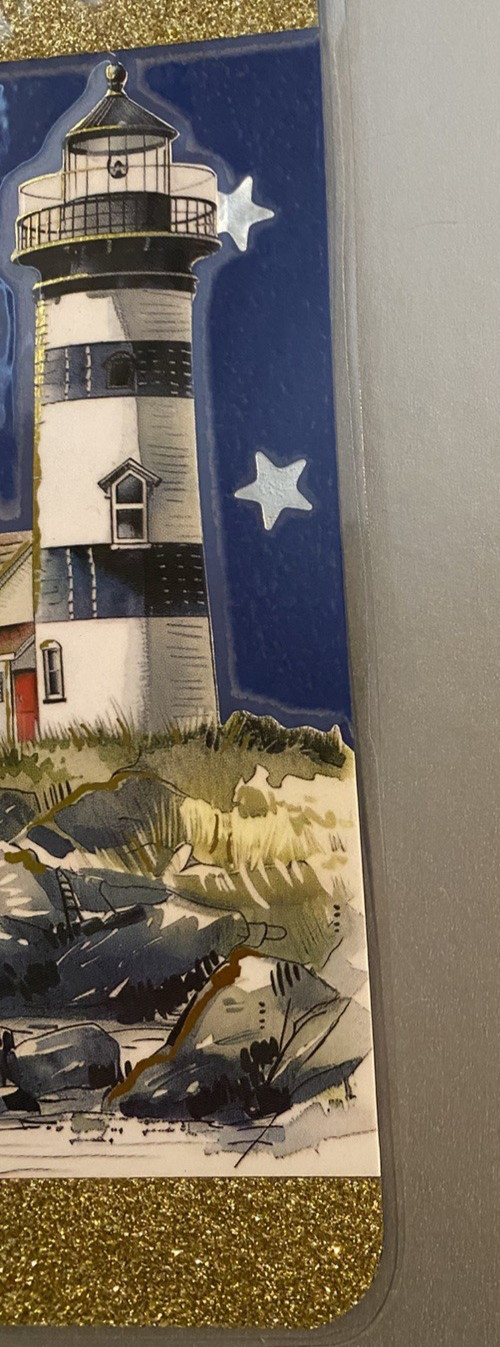 Lighthouse and Star Bookmark with Tassel - Laminated with Glitter Borders 6x2"