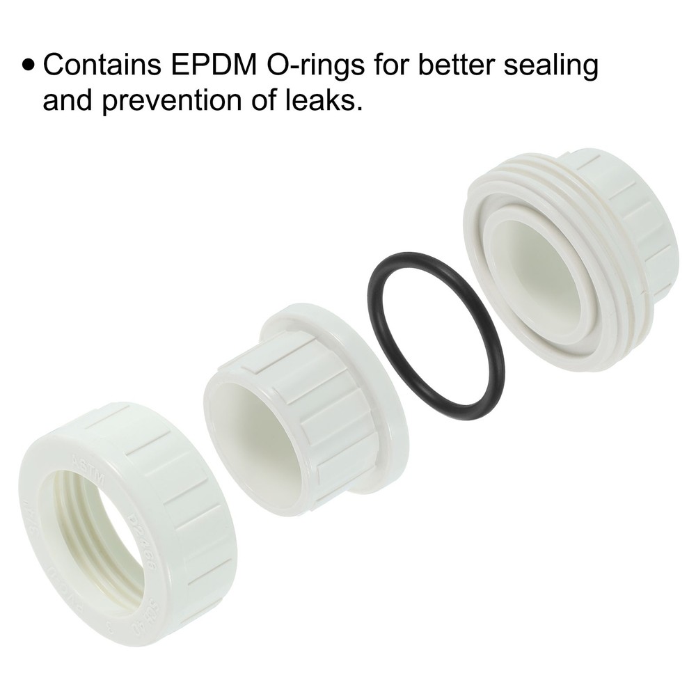6Pcs 1" UPVC Union Coupling Pipe Fitting, UPVC Union Coupling Adapter, White