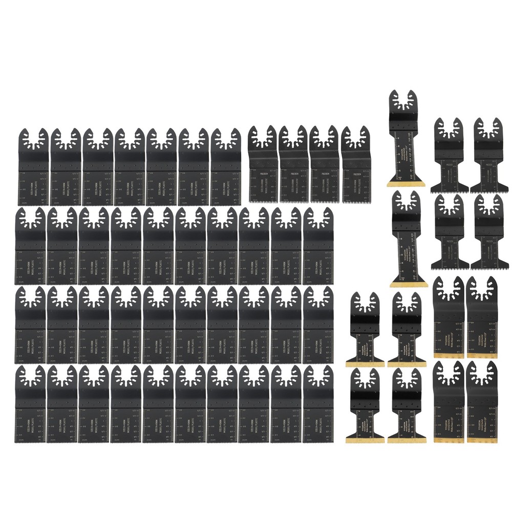 Black 55PCS 6 Types Universal Titanium Oscillating Saw Blades Multitool Blade