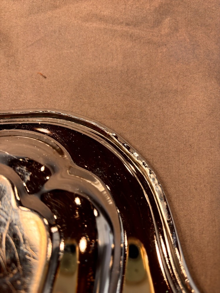 Vintage Silverplate Serving Tray with Handles – Unmarked