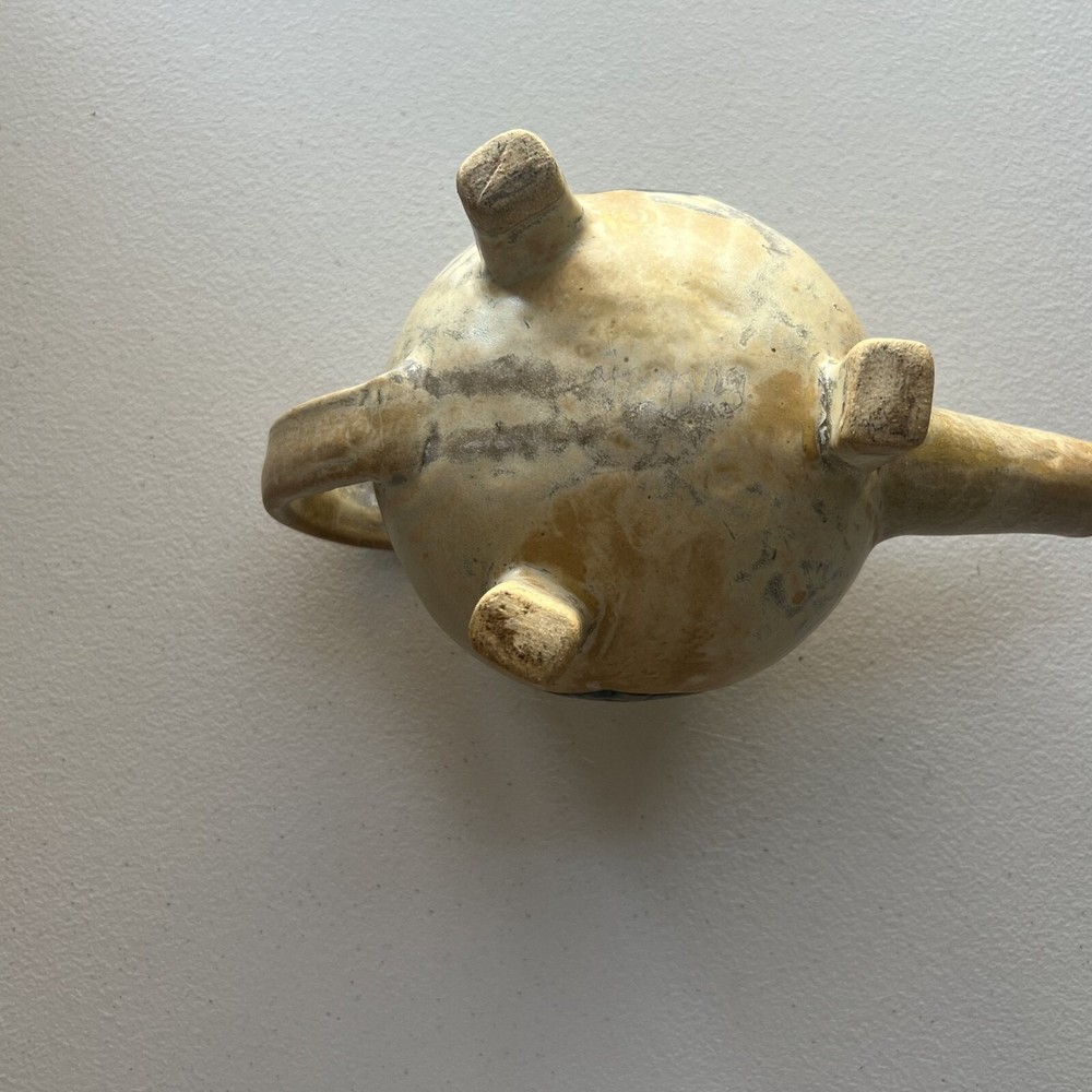 Rustic Stoneware Art Pottery Teapot Three Legged