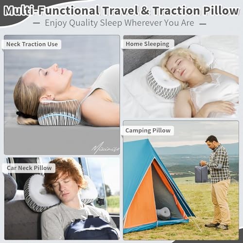Neck Support Pillow, Cervical Neck Roll Memory Foam Pillow, White & Black