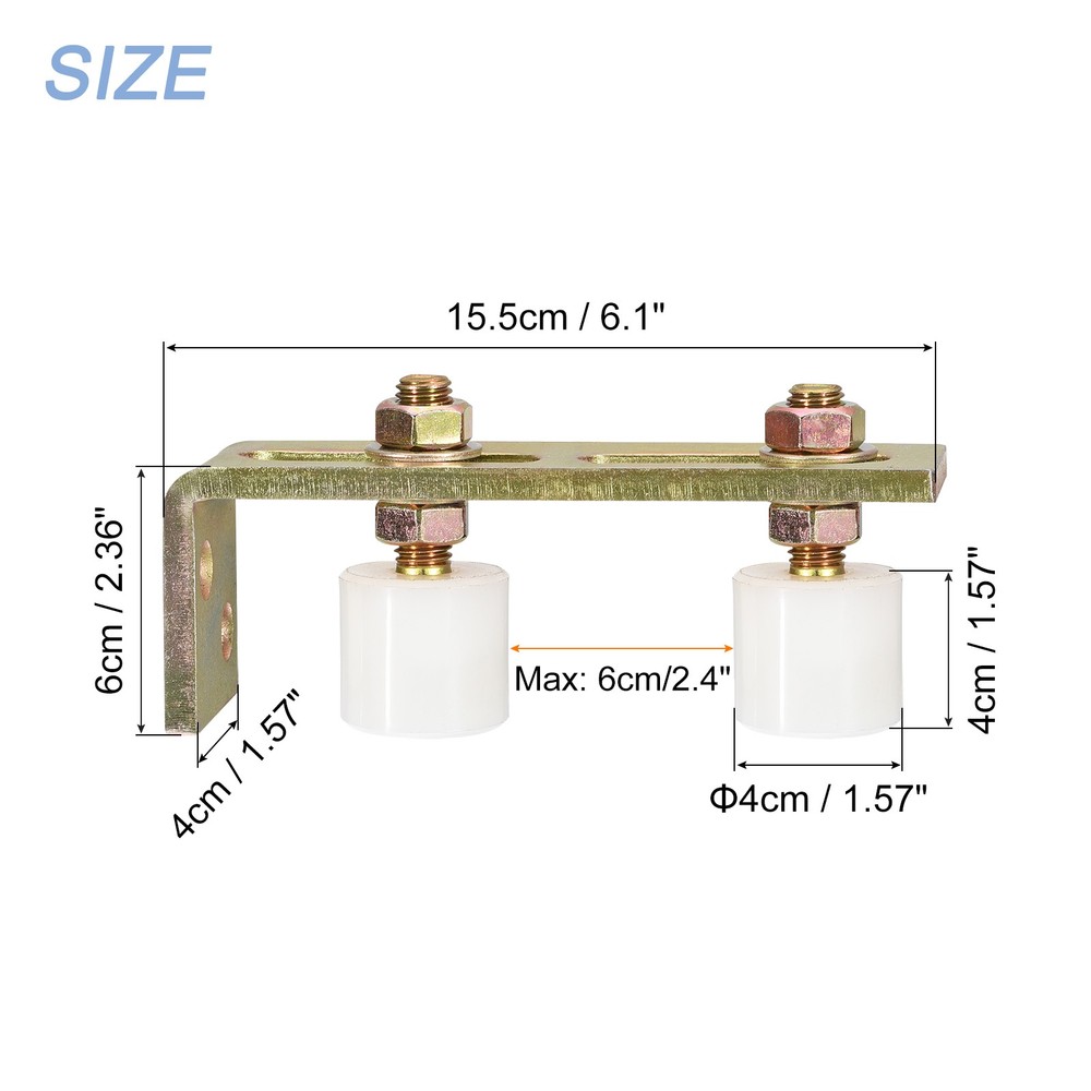 Slide Gate Guide Roller with L Post Bracket 1-5/8" Dual Nylon Rollers Gate