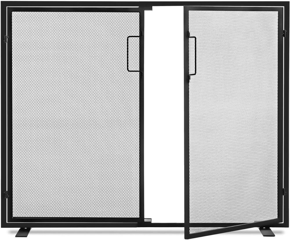 Spark Guard Cover Fireplace Screen 2 Panel Design for Preventing Ember Escape