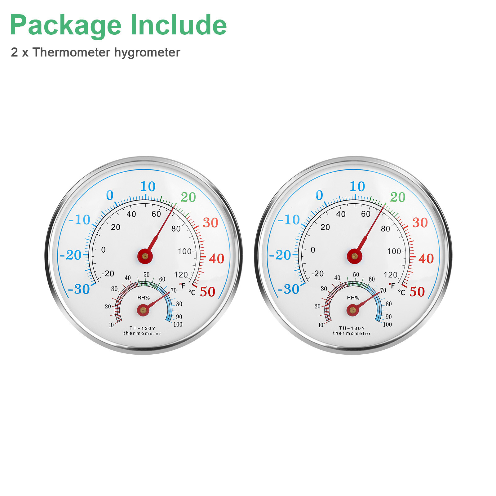 Wall Thermometer Indoor Outdoor Mount Garden Greenhouse Home Humidity Meter 2Pcs
