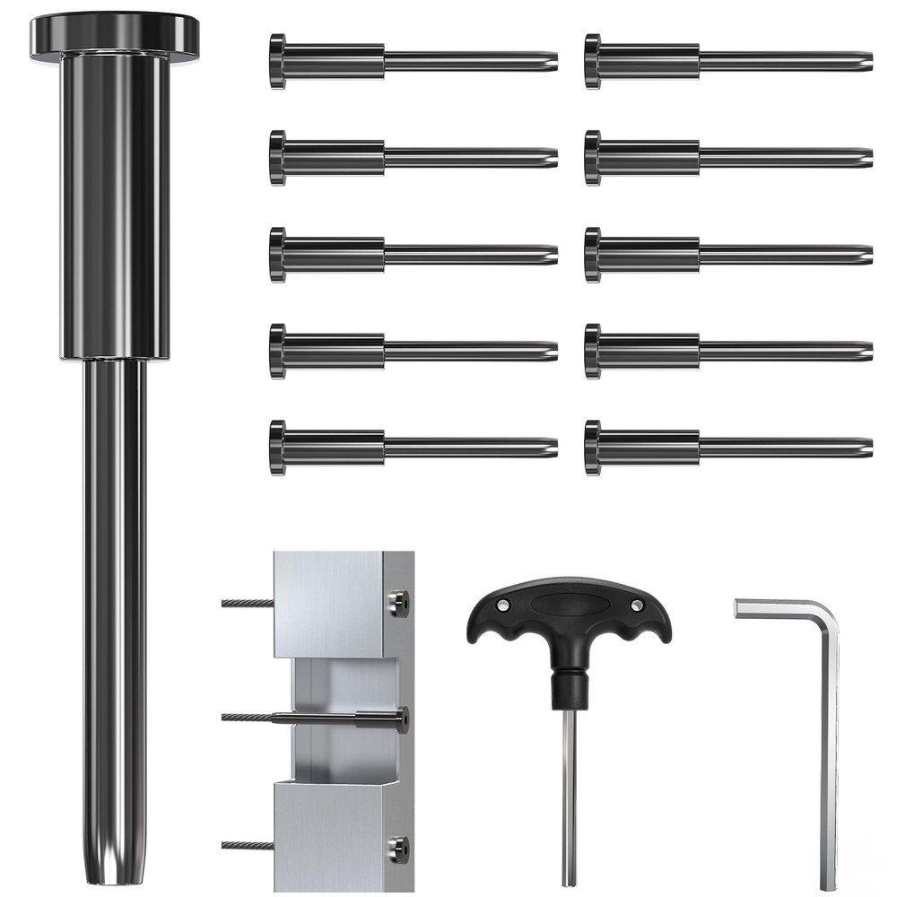 10 Pack Black Invisible Cable Railing Kit 1/8 T316 Stainless Threaded Studs