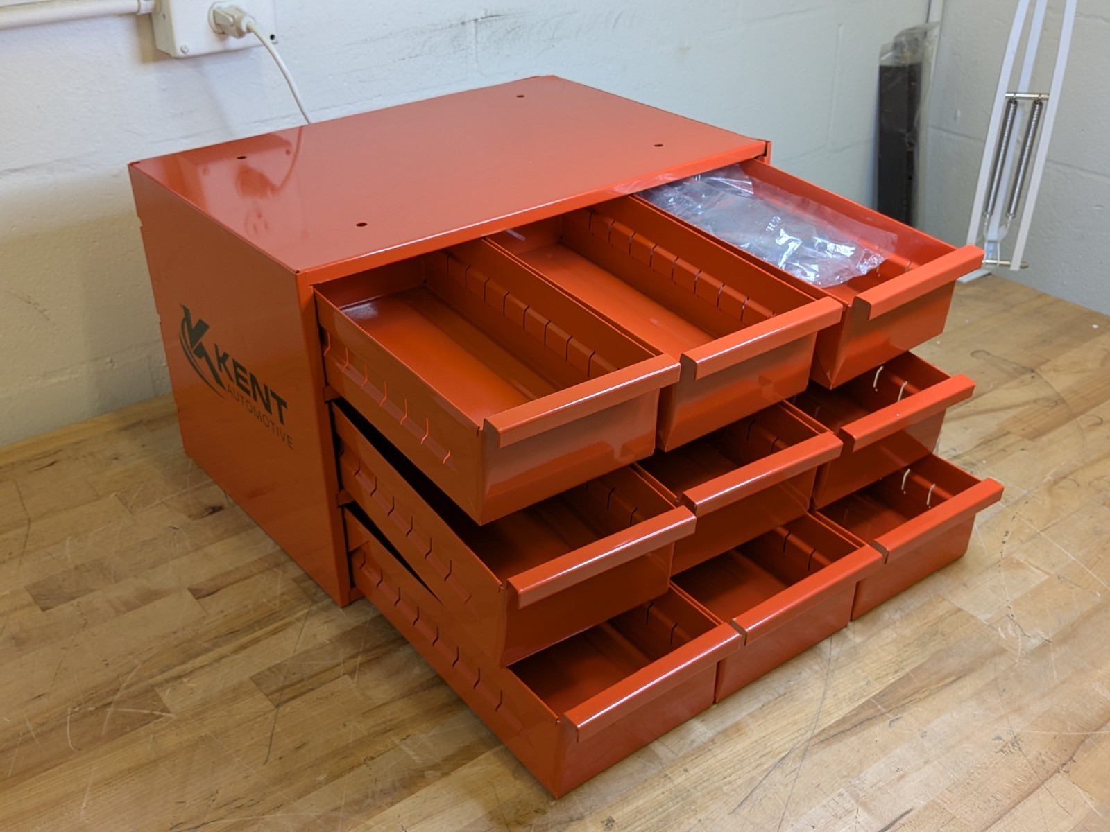 Kent Bin Storage Cabinet 9 Drawer 17" W x 11" D x 10" H Steel Orange KA9