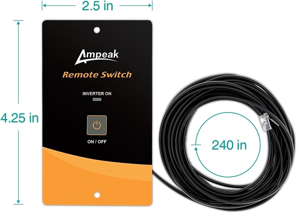 AC Power Inverter Remote On/Off Switch with 20 Ft Cable Push Button Switch LE...