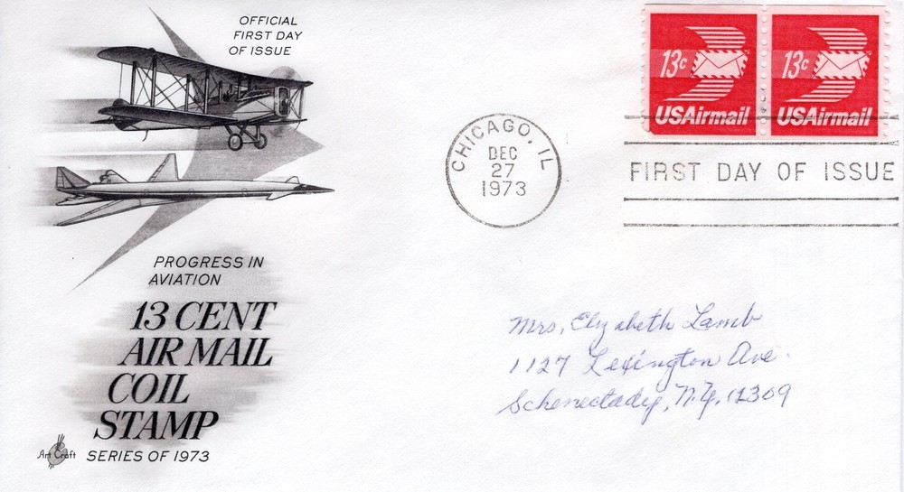 13 CENT AIRMAIL COIL STAMP  - 1973 - DC2968