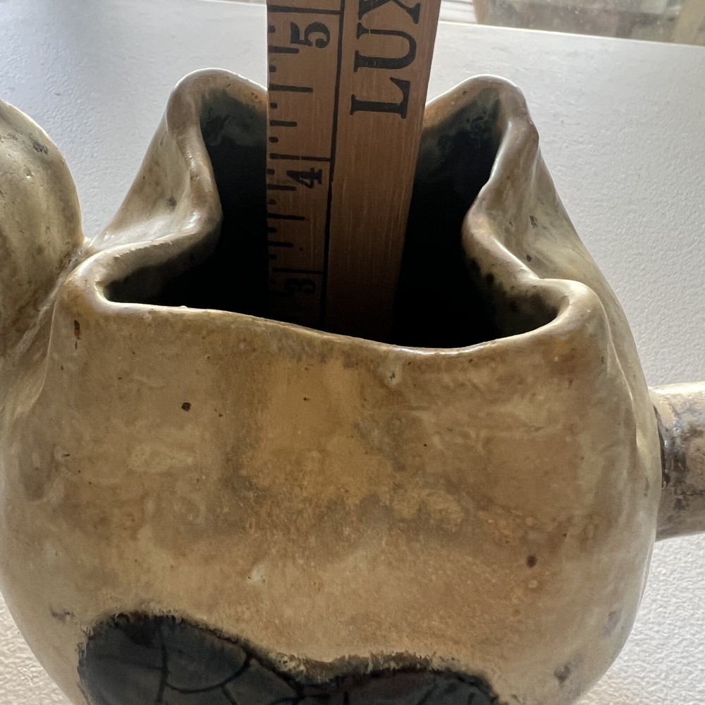 Rustic Stoneware Art Pottery Teapot Three Legged