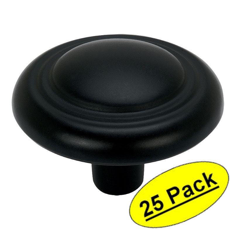 *25 Pack* Cabinet Hardware Flat / Matte Black Knobs #2202FB