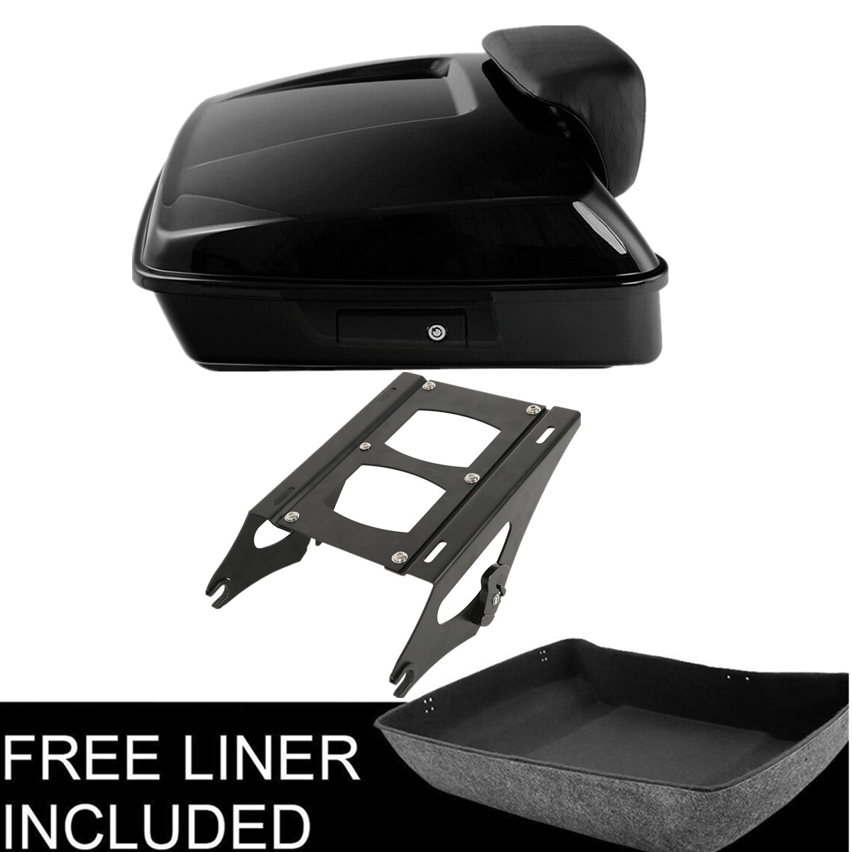 Chopped Trunk Backrest Pad Mount Rack Fit For Harley Touring Glide 2014-2026 25