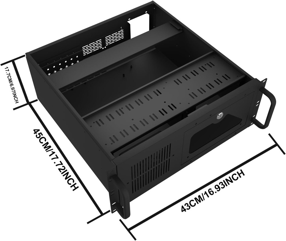 Lockable 4U Server Cabinet Case - Rackmount Chassis with 7 PCI Slots