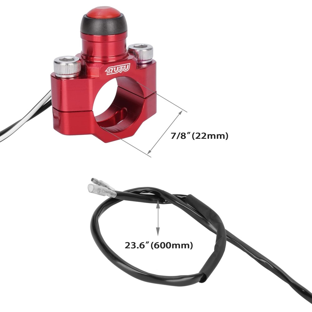 CNC Universal Motorcycle Engine Stop Start Kill with Mounting Backplate, Red
