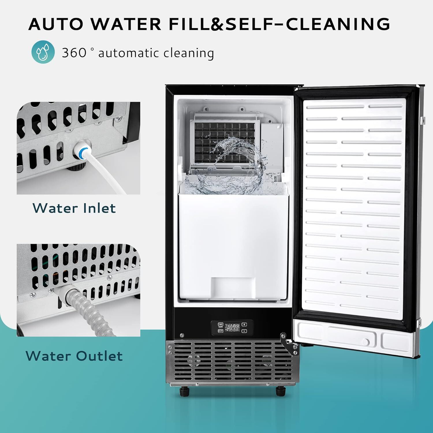 Commercial Under Counter Ice Maker Machine, 80 Lbs/Day Auto-Cleaning