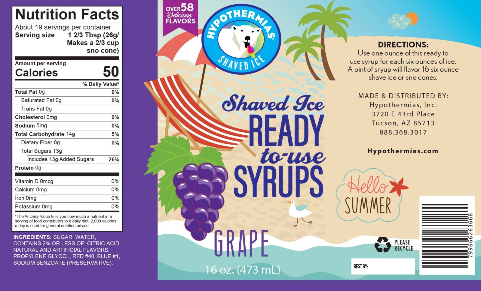 Hawaiian Shaved Ice or Snow Syrup Flavor Pack (6 Pints) Various Flavors Included