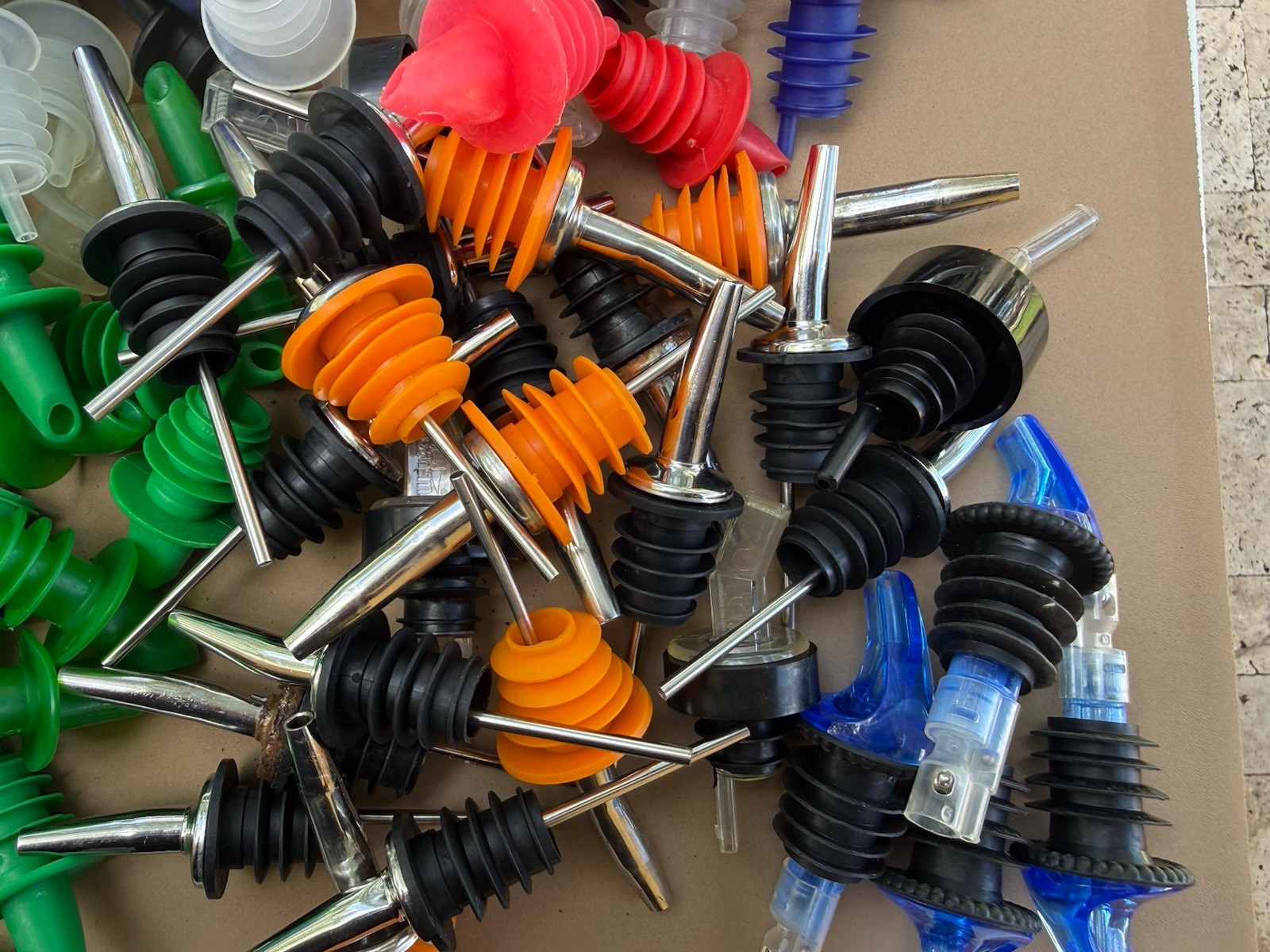 (Over 145) BAR LIQUOR BOTTLE POUR SPOUTS - Including Four Precision Pour Spouts