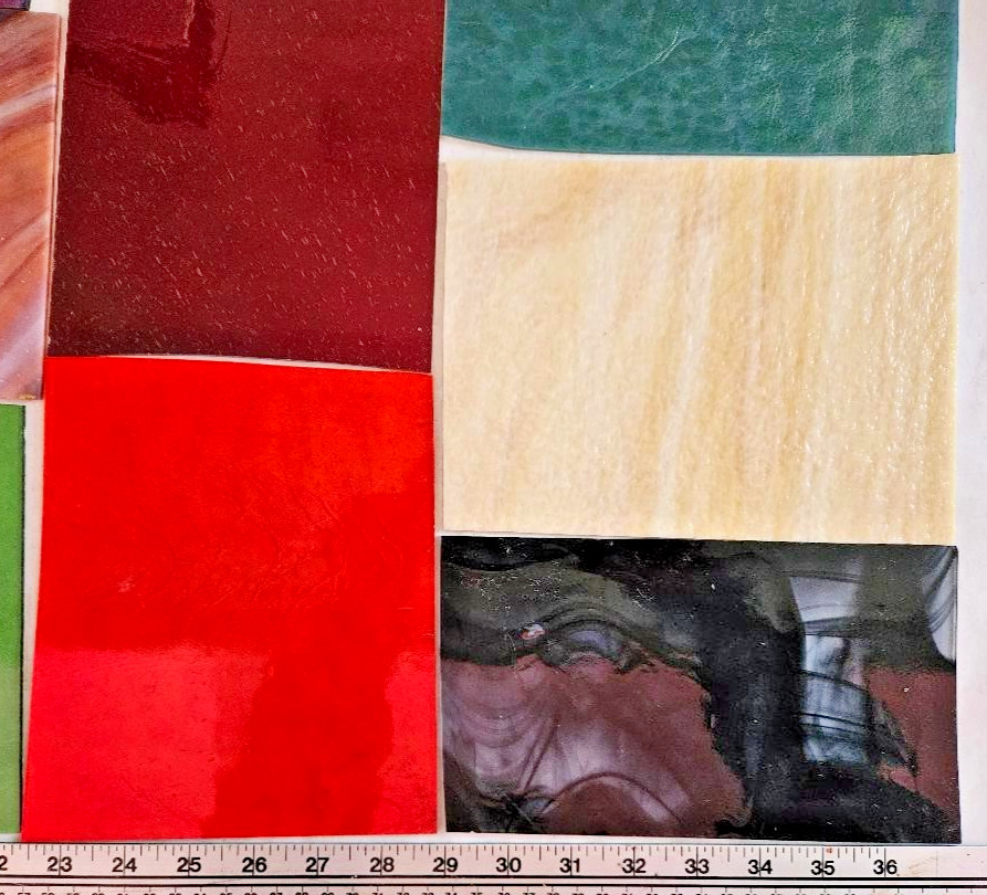 9 & 1/2 Pounds of Assorted Multicolor Stained-Glass Large Scraps/Sheets