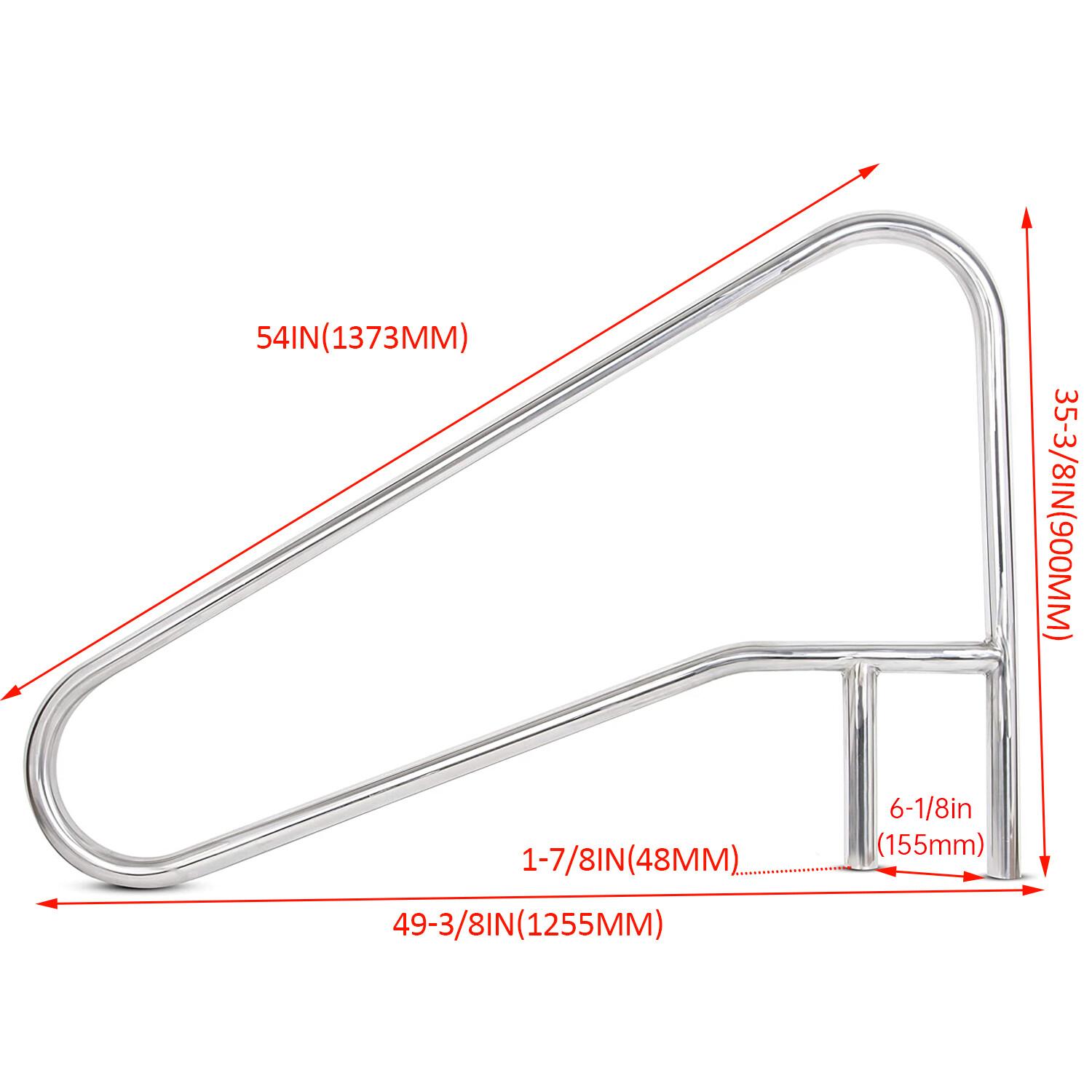 KUAFU Swimming Pool Hand Rail Ladder Handrail Stair Rail 304 Stainless Steel