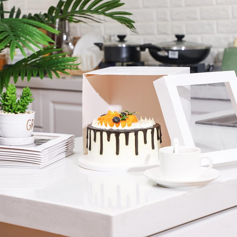 10 Pieces Cake Boxes Tall Box White Pie Deep with