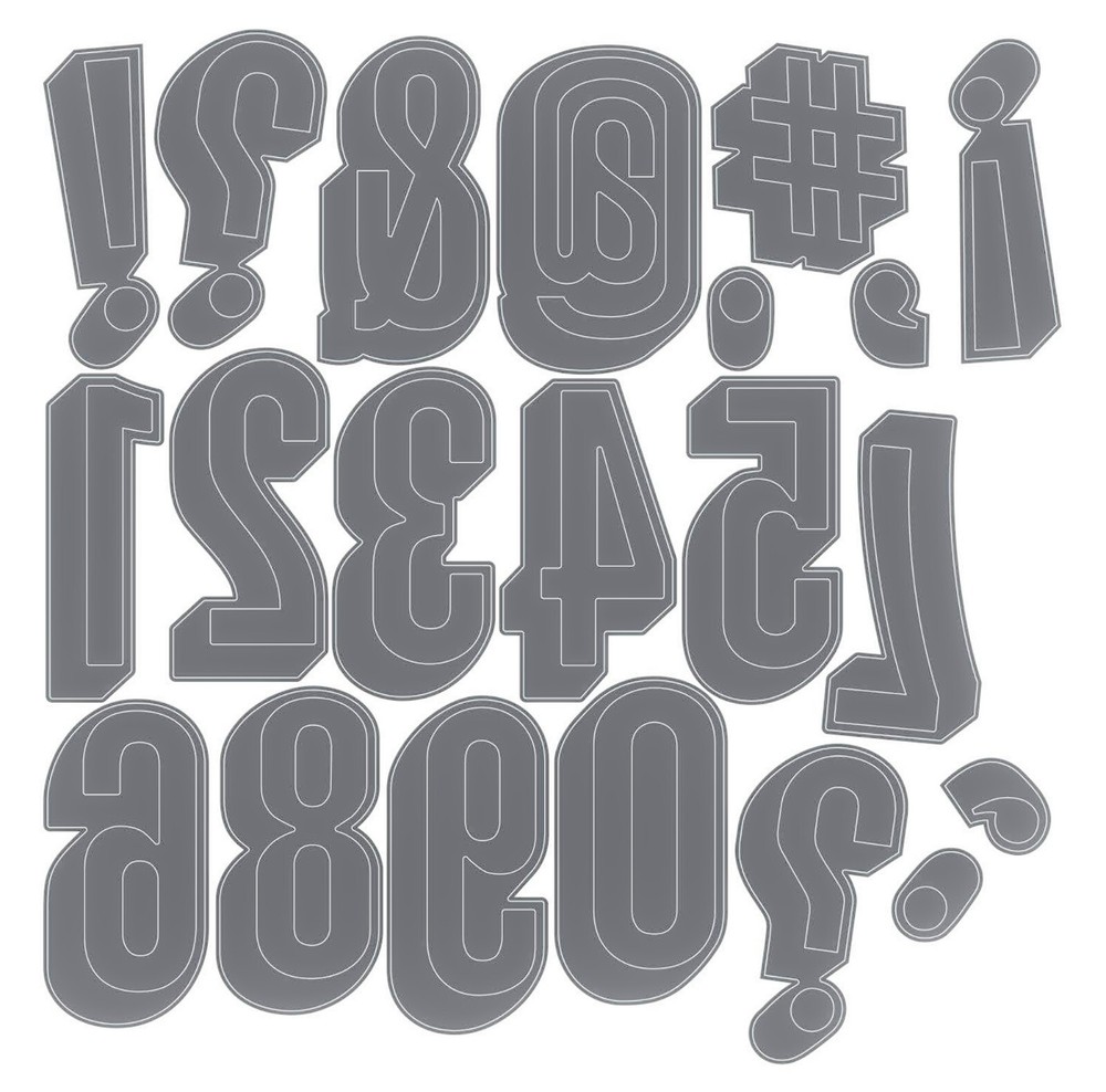 Sizzix Thinlits Alphanumeric Shadow Numbers 21pc set #664808 Retail $19.99 Holtz