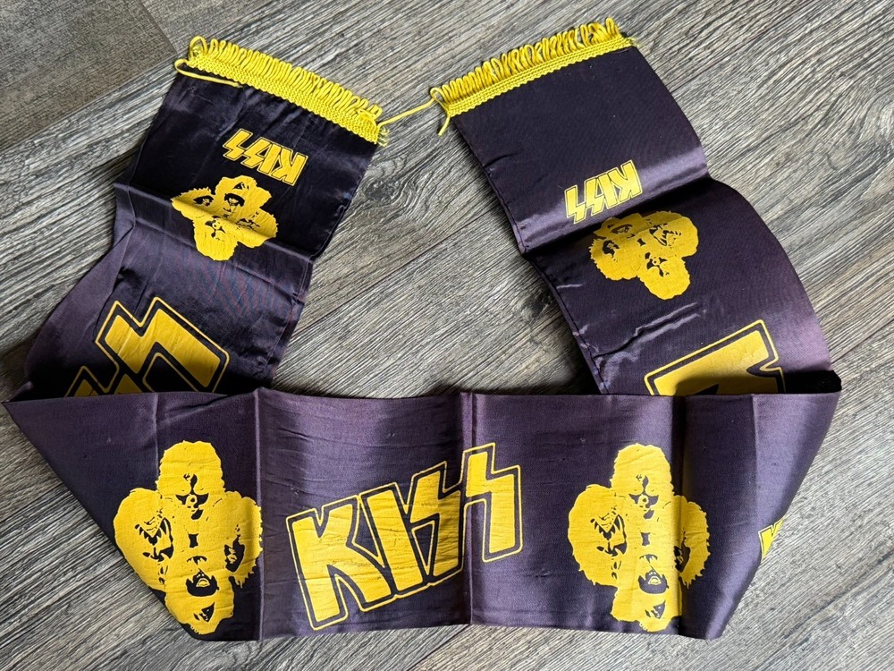 KISS Scarf Banner Kiss Army Black Yellow 2sided Vintage Kiss Aucoin Memorabilia