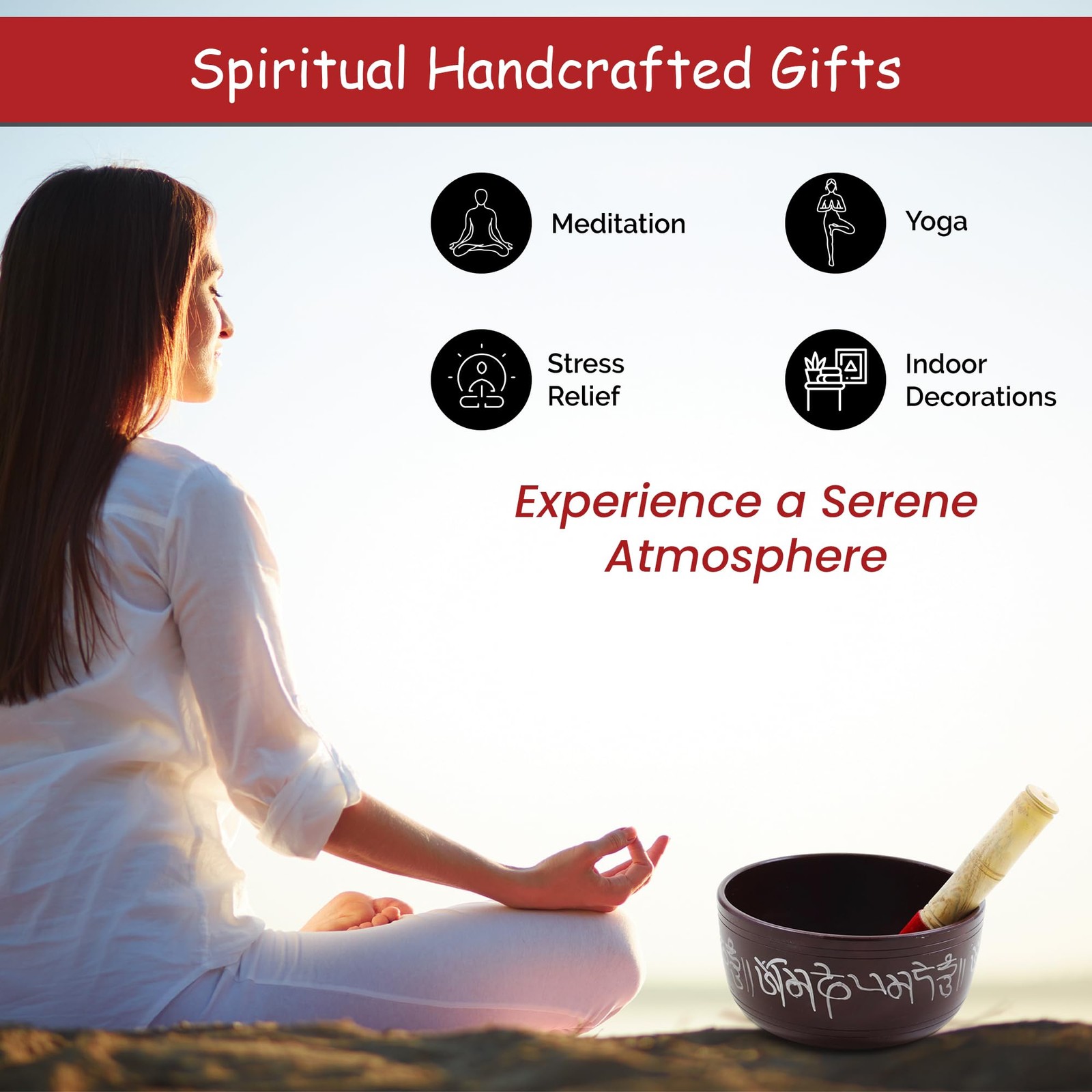 Hand Painted 7 Inch Tibetan Metal Singing Bowl, Chakra Healing, Yoga & Medita...