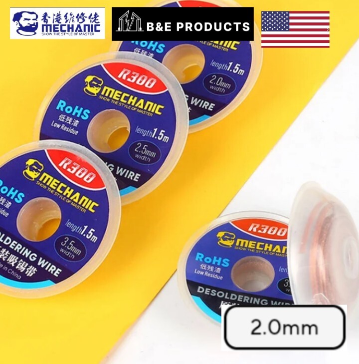 Mechanic R300 Wick Width 2.0mm Desoldering Braid, Copper Desoldering Wick