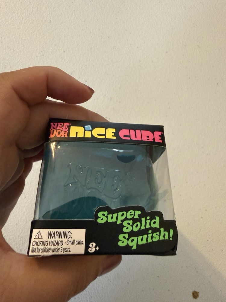 New NeeDoh Nice Cube Super Solid Squish Blue Squeeze Toy Nee Doh Authentic