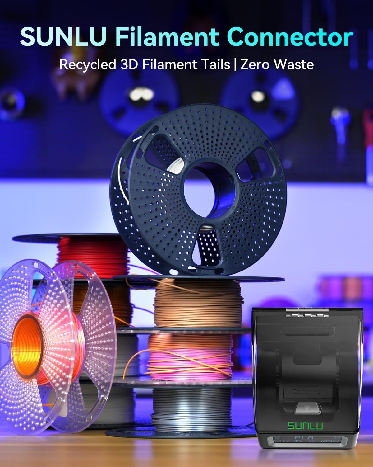 SUNLU FC01 Filament Connector 1.75mm Fast Heating ABS PLA TPU Nylon 240°C Safe