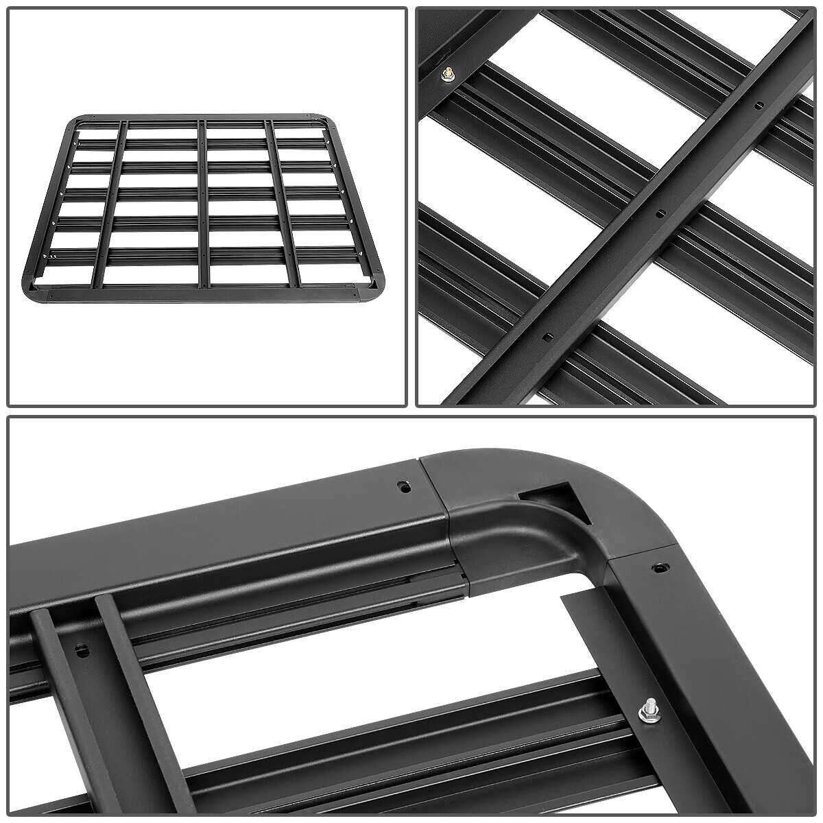 60"x 48"BLACK COATED ROOF RACK TOP CARGO LUGGAGE CARRIER BASKET+MOUNTING BRACKET