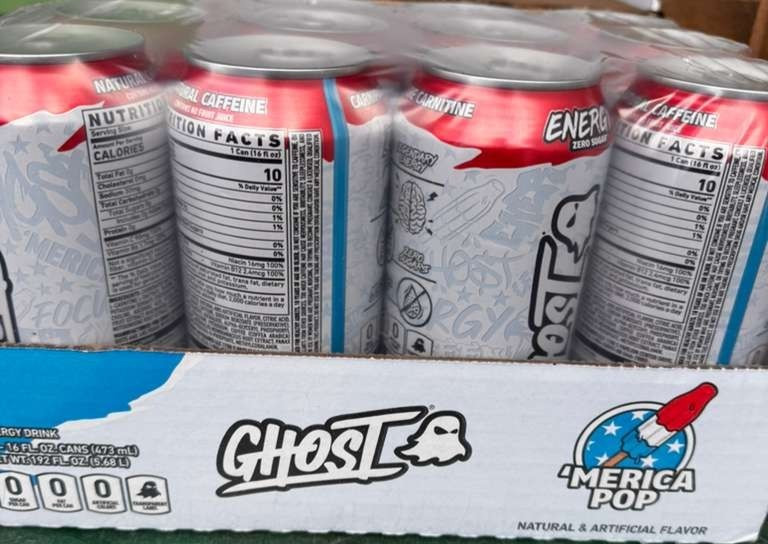 GHOST Energy Drink | 'Merica Pop | 12-Pack | 16 oz Cans