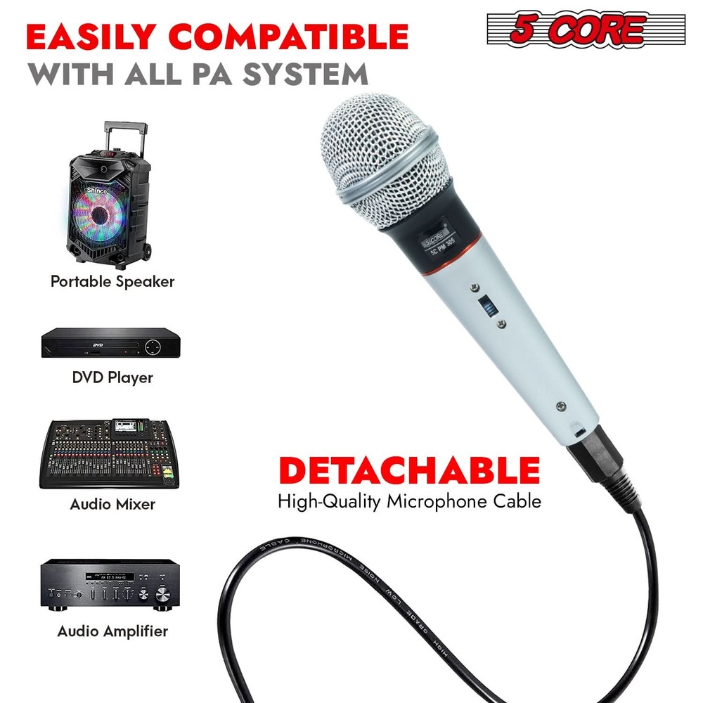 5Core XLR Microphone Dynamic Mic Karaoke Singing Studio Mics Handheld Microfono