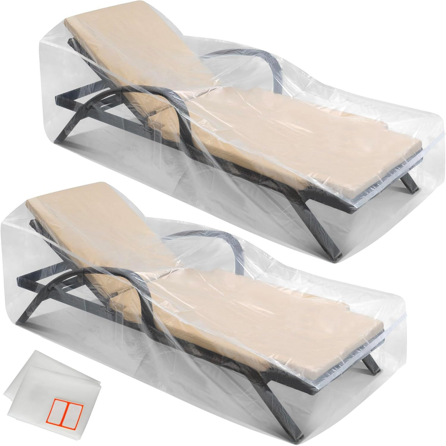 2-Pack Waterproof Outdoor Chaise Lounge Covers for Patio Furniture - Reusable &