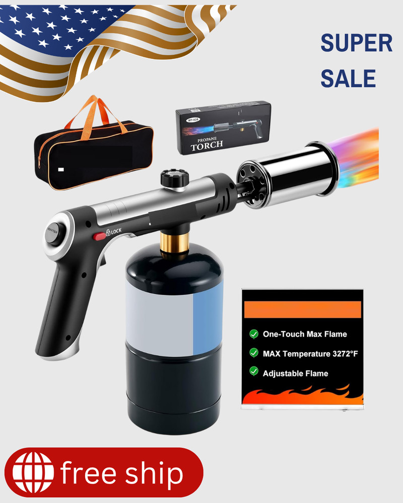 Powerful Propane Torch Gun with One-Touch Max Fire, Adjustable Flame