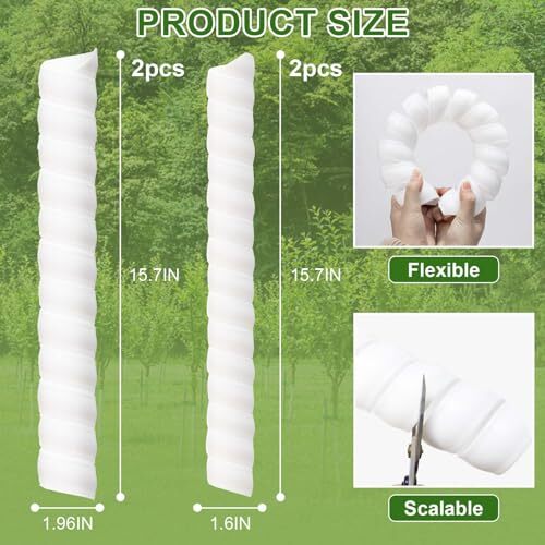 4 Pcs Tree Trunk Protector-2 Size Plastic Spiral Tree Guard Tree Trunk Protec...