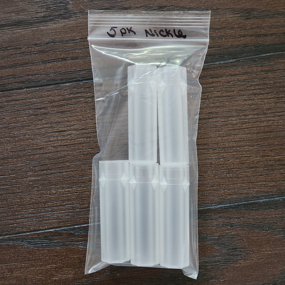 5 Guardhouse Nickle Stackable Square Plastic Coin Tubes With Snap-Tight Lid