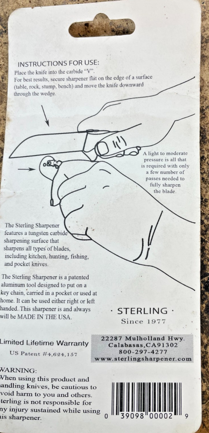 Sterling Compact Knife Sharpener 3", Carbide, Made in USA