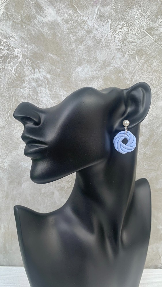 Handmade Polymer Clay Elegant Swirl Dangle Earrings