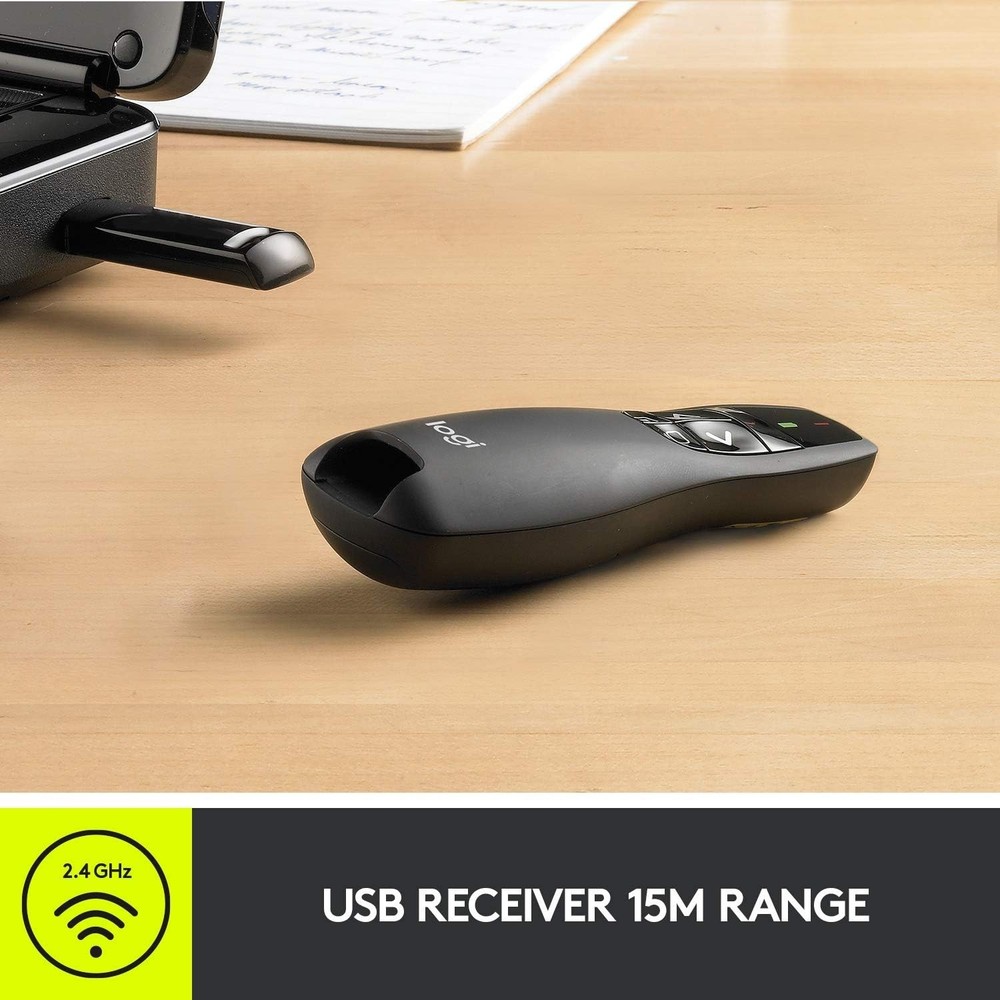 Wireless Presenter R400, USB-A PowerPoint Clicker with Laser Pointer, Wireles...