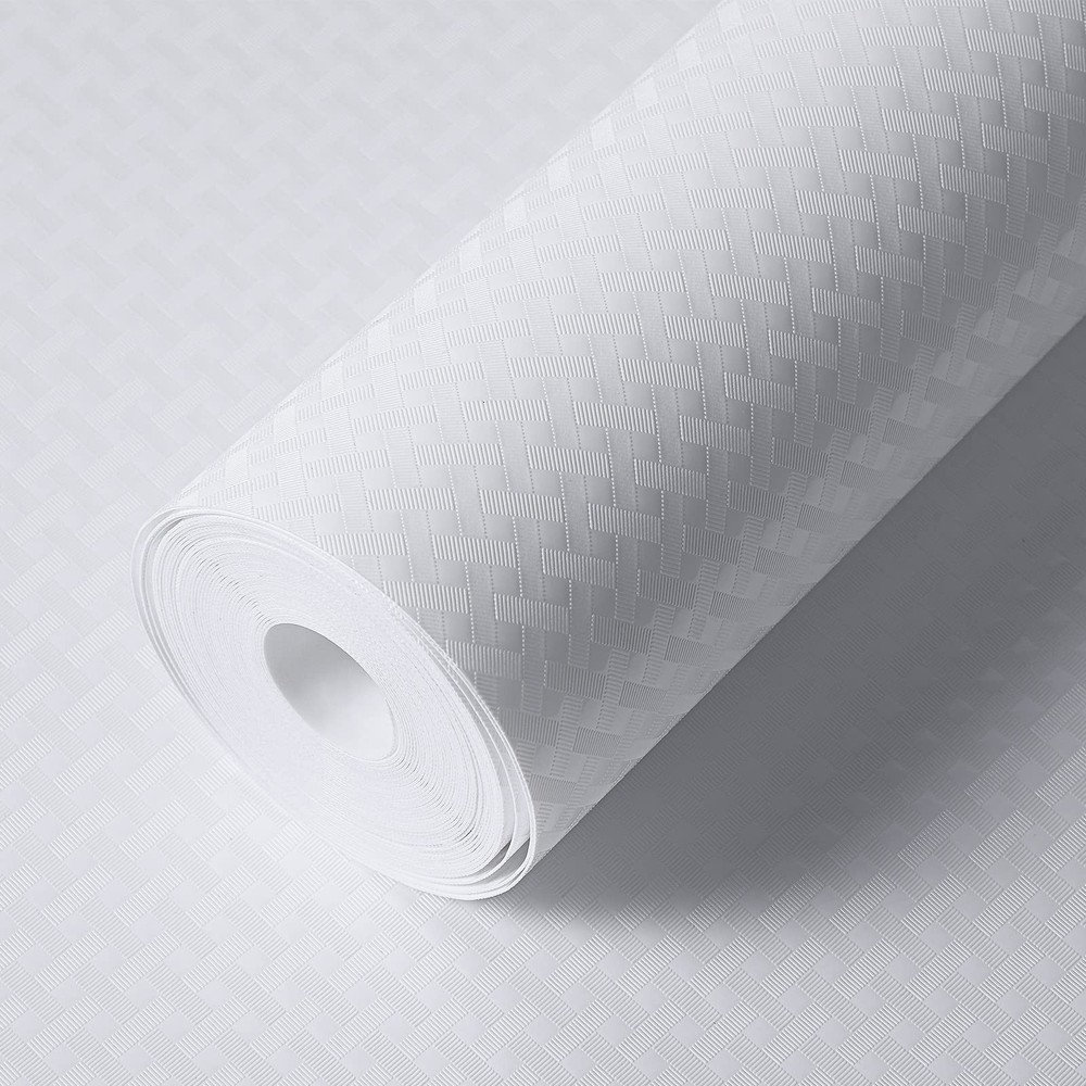 StaHom Shelf Liners for Kitchen 11.8"W x 118"L, Diagonal Pattern White