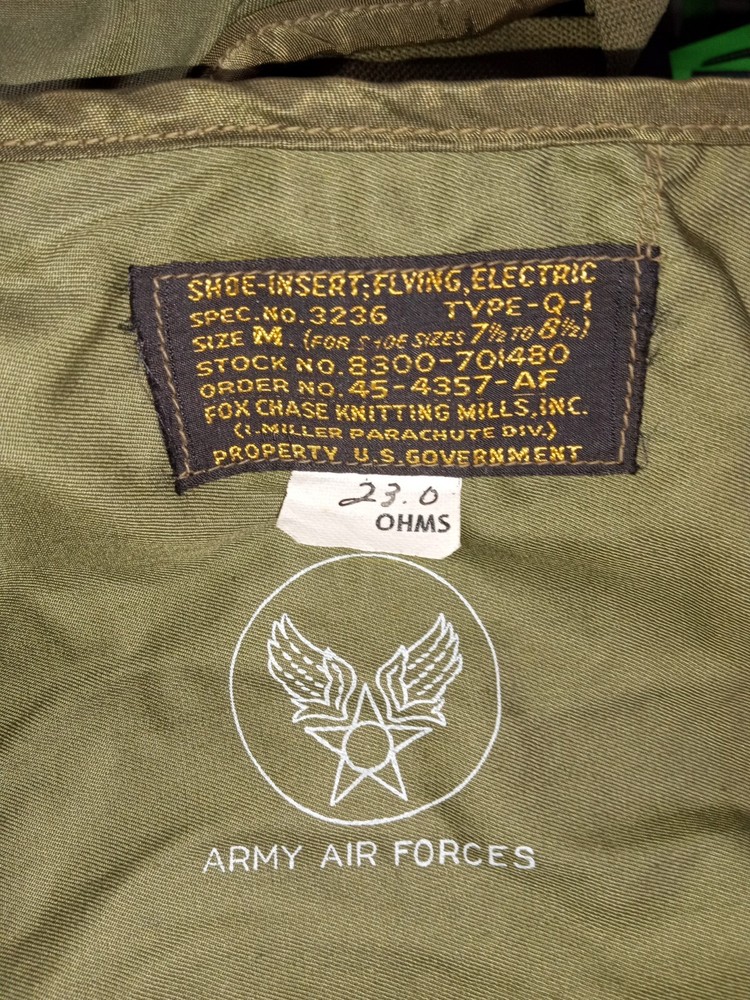 1945 WWII USGI Army Air Force Electric Shoe Insert Medium
