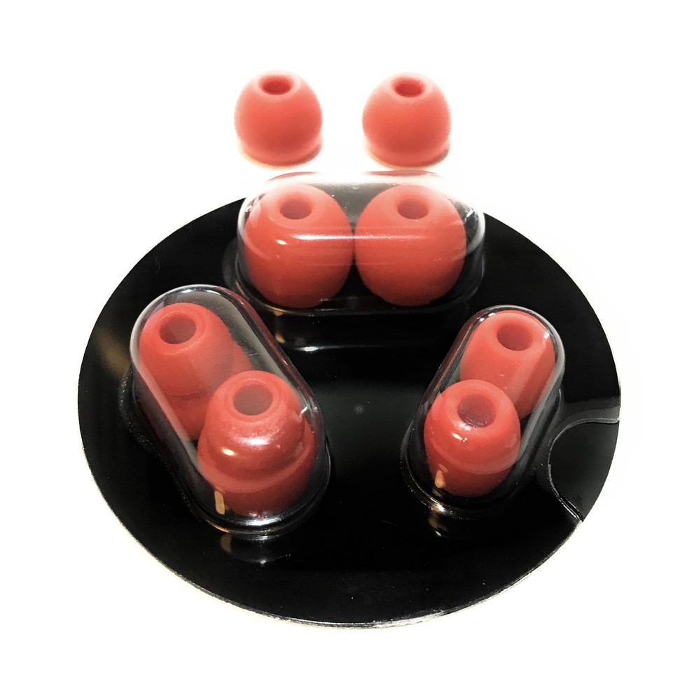 Replacement Earbud Tips for Small, Medium, Large and Double Flange, Lava Red