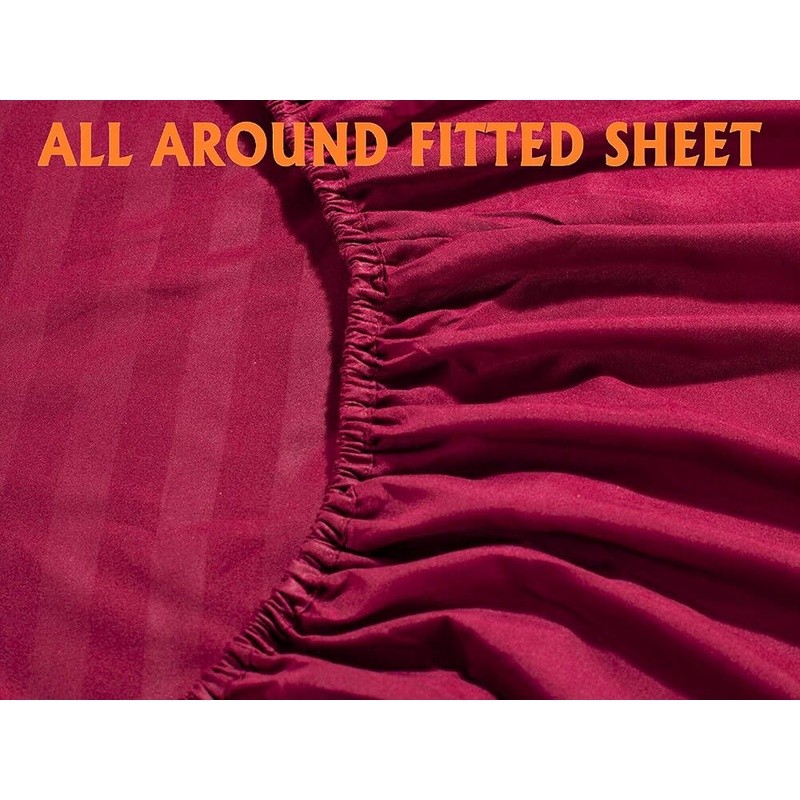 Soft Microfiber Fitted Sheet Durable Wrinkle Resistant Breathable Bedding Set US