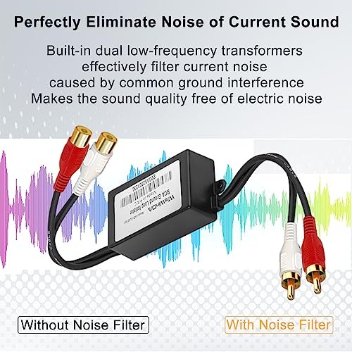 RCA Noise Filter Hum Eliminator Ground Loop Isolator (No Affect Bass) Black