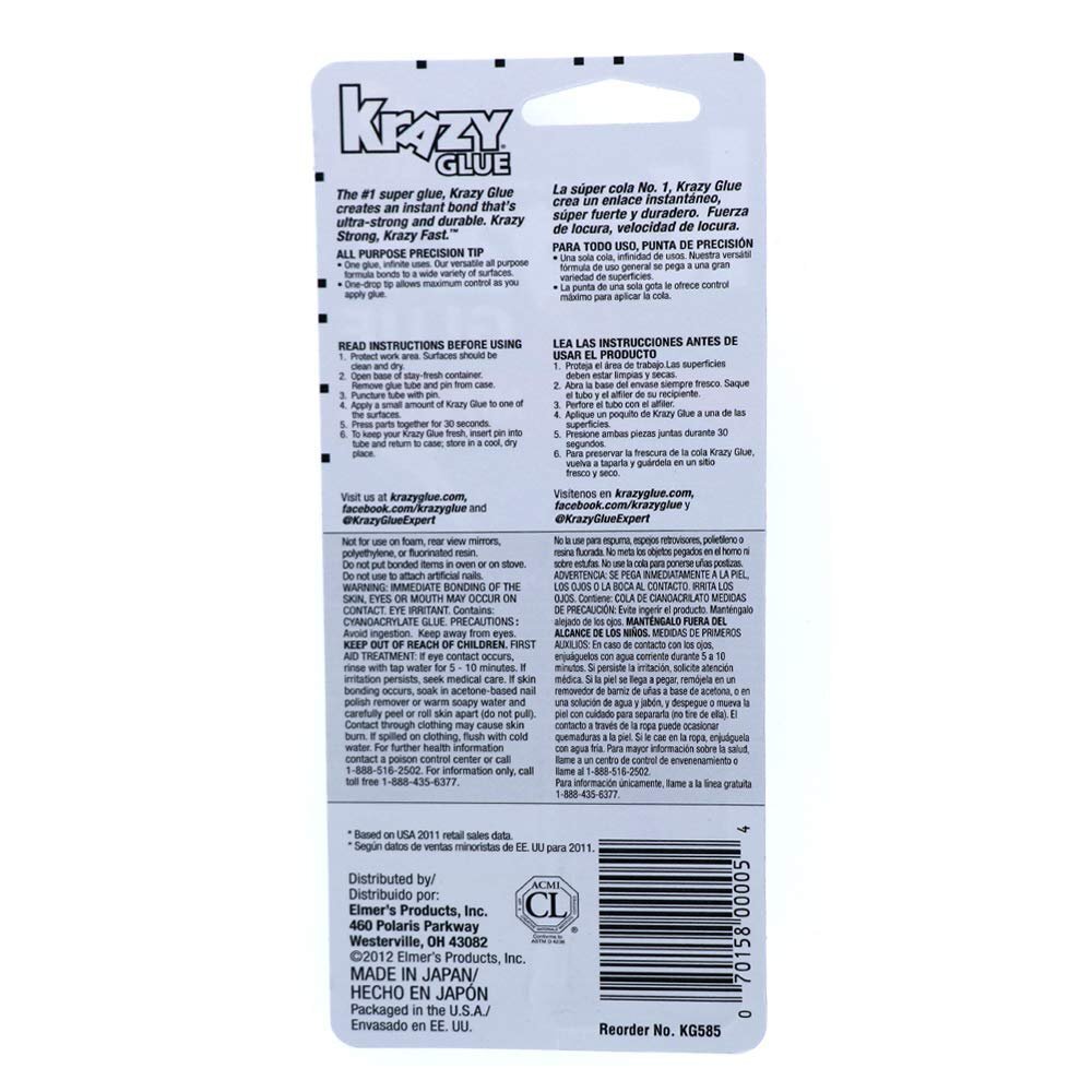 Krazy Glue Original Adhesive - Super Glue - Precision Tip - Multi-Purpose One...