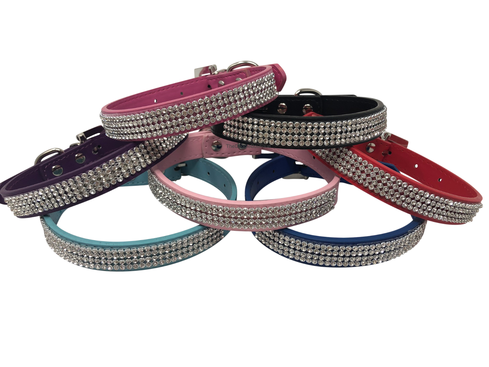 Dog Collar Rhinestone Glitter Bling Adjustable Sparkle Faux Leather XS S M L