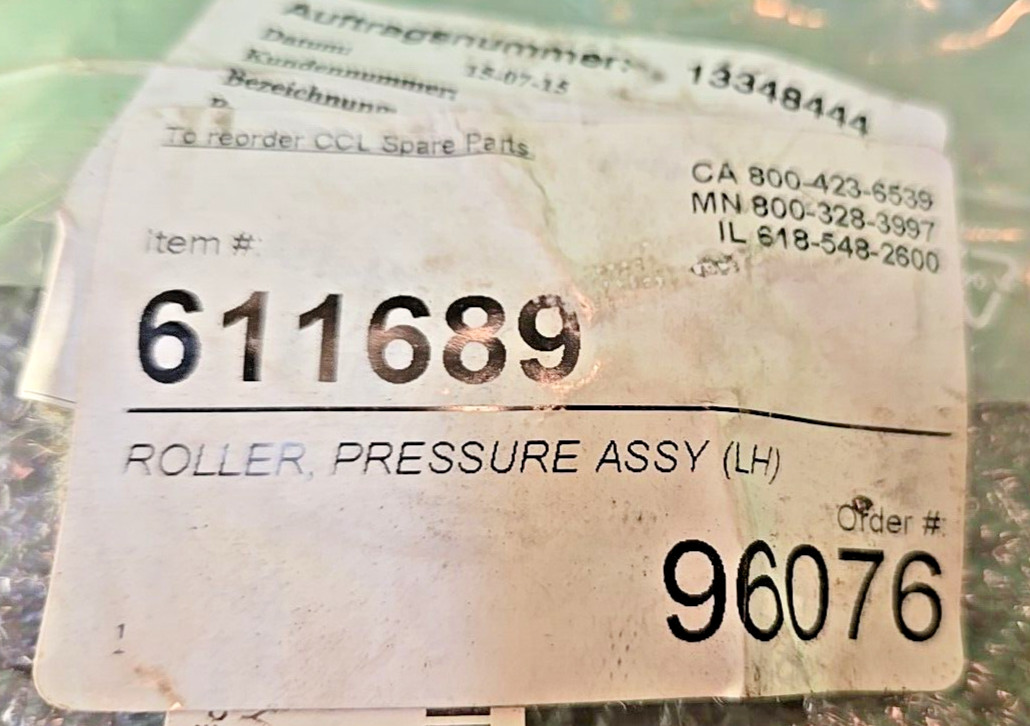 Avery Label Dispenser A6994 Roller Pressure Assembly (LH) 611689