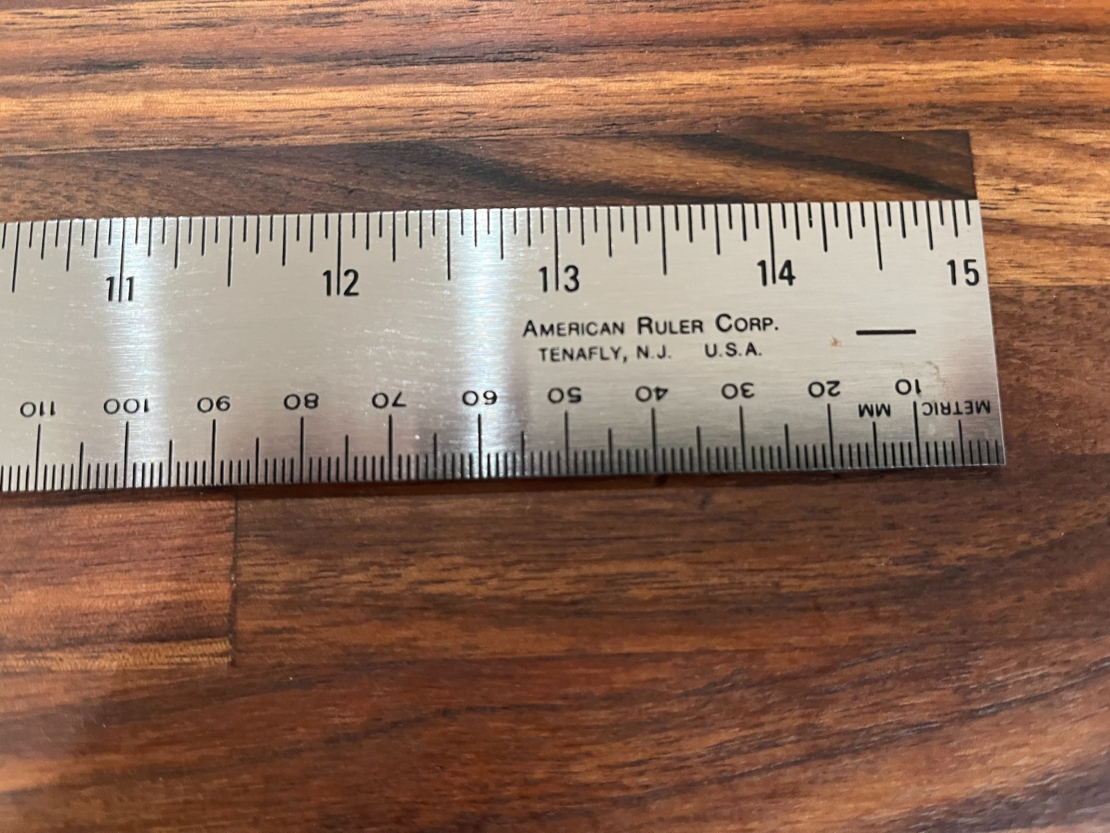 380mm 15" Stainless Machinist Ruler Cork Back Dual-Rule SAE/Metric Made in USA