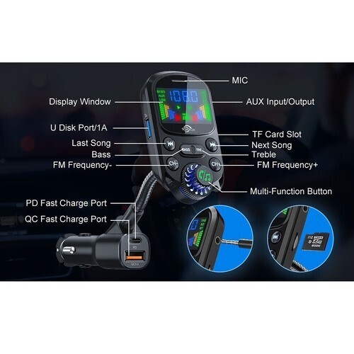 FM transmitter radio MP3 wireless adapter hands-free 3port charger Car Bluetooth